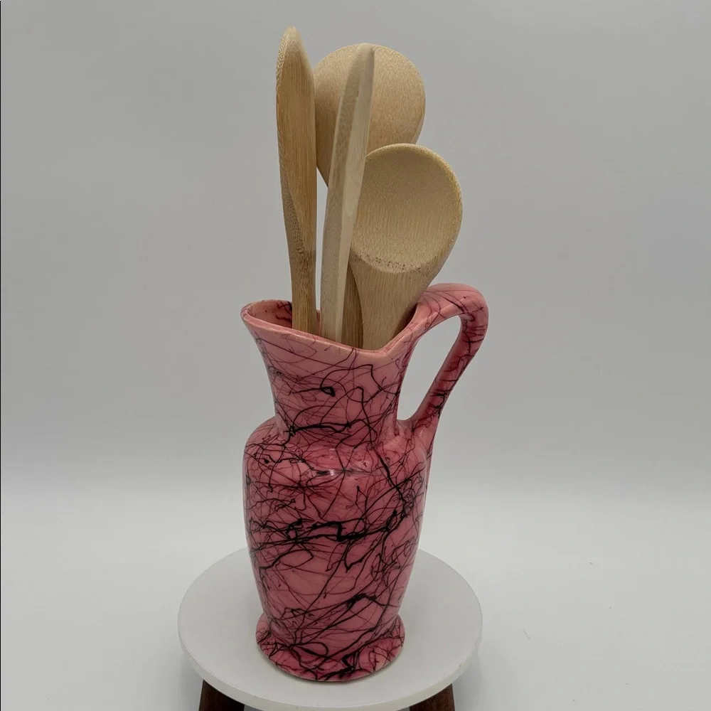 Vintage McCoy Pottery Pink/Black Swirl  7
